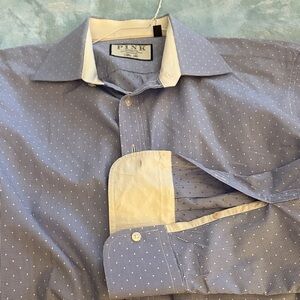 Thomas Pink Blue Dress Shirt with White Accents